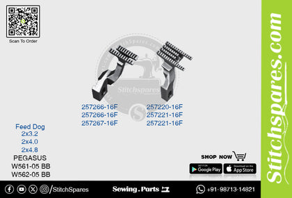 Strong-H 257267-16F / 257221-16F 2x4.0mm Feed Dog Pegasus W561-05 BB W562-05 BB Flatlock (Interlock) Sewing Machine Spare Part