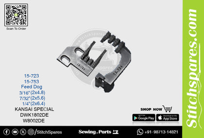 Strong H 15-723 / 15-753 Feed Dog Kansai Special DWK1802DE W8002DE 3/16·2?4.8)mm Double Needle Lockstitch Sewing Machine Spare Part