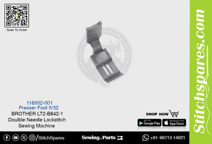 Strong-H 116502-001 5/32 Presser Foot Brother LT2-B845 -5 Double Needle Lockstitch Sewing Machine Spare Part