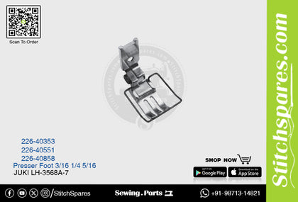 Strong H 226-40858 5/16 Presser Foot Juki LH-3568A-7 Double Needle Lockstitch Sewing Machine Spare Part